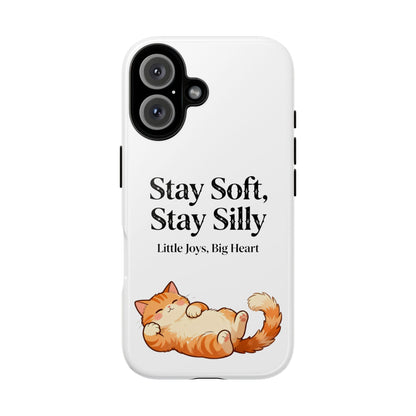 Orange Cat Aesthetic Phone Case – Stay Soft, Stay Silly | Custom Text Available | Little Joys, Big Heart