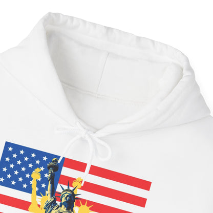 Custom Patriotic USA Flag Hoodie – Unisex Heavy Blend™ Sweatshirt | American Pride | Personalized Gift