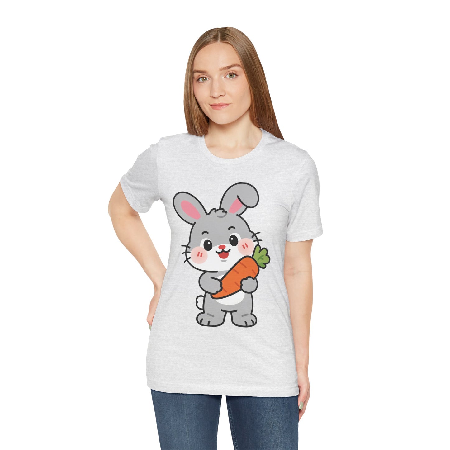 Sweet Bunny & Carrot Graphic Tee – Soft Pastel Rabbit Illustration Shirt