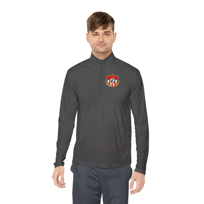 Heritage Quarter-Zip Pullover – Classic Military-Inspired Sweatshirt with Vintage Embroidered Crest
