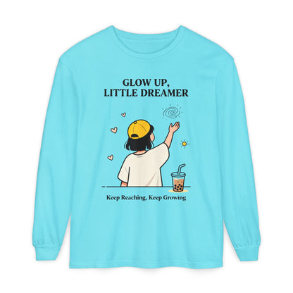 Glow Up Dreamer Long Sleeve Tee – Uplifting Inspirational Graphic Shirt