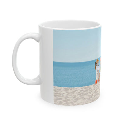 Beach Day Family Ceramic Mug – Vintage Seaside Scene (11oz & 15oz)