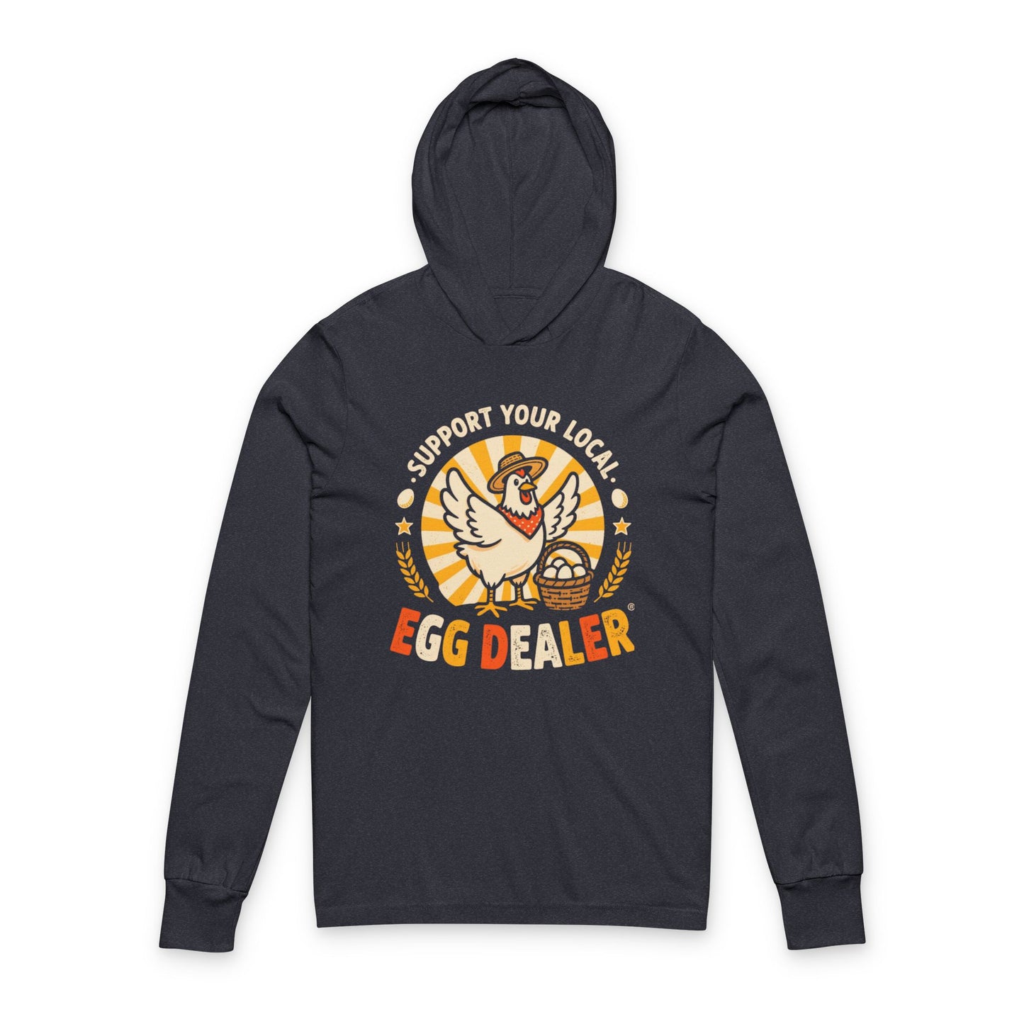 Support Your Local Egg Dealer Hoodie – Funny Chicken Graphic Vintage Long Sleeve Tee