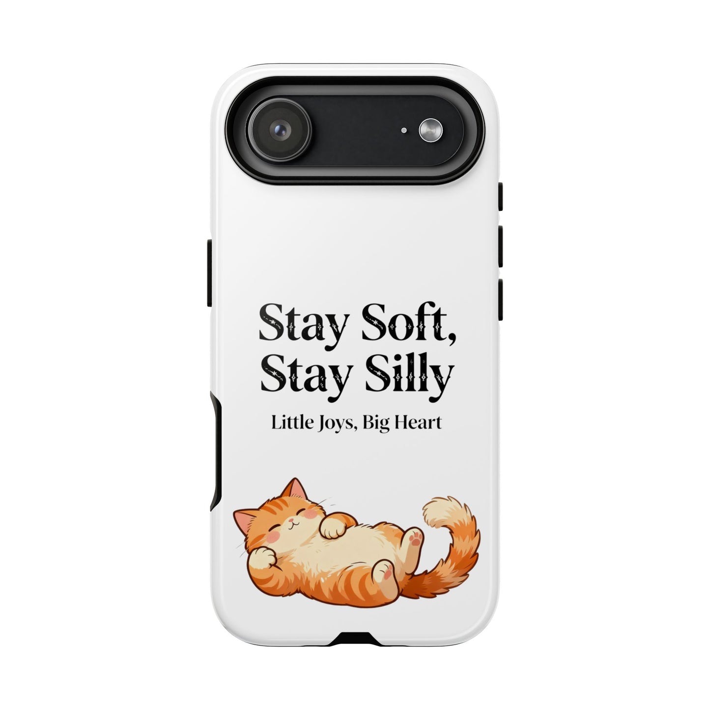 Orange Cat Aesthetic Phone Case – Stay Soft, Stay Silly | Custom Text Available | Little Joys, Big Heart