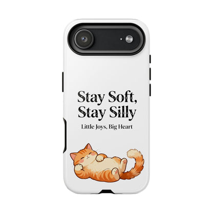 Orange Cat Aesthetic Phone Case – Stay Soft, Stay Silly | Custom Text Available | Little Joys, Big Heart