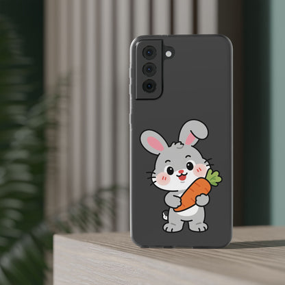Playful Bunny Holding Carrot Phone Case – Soft, Charming Protective Cover
