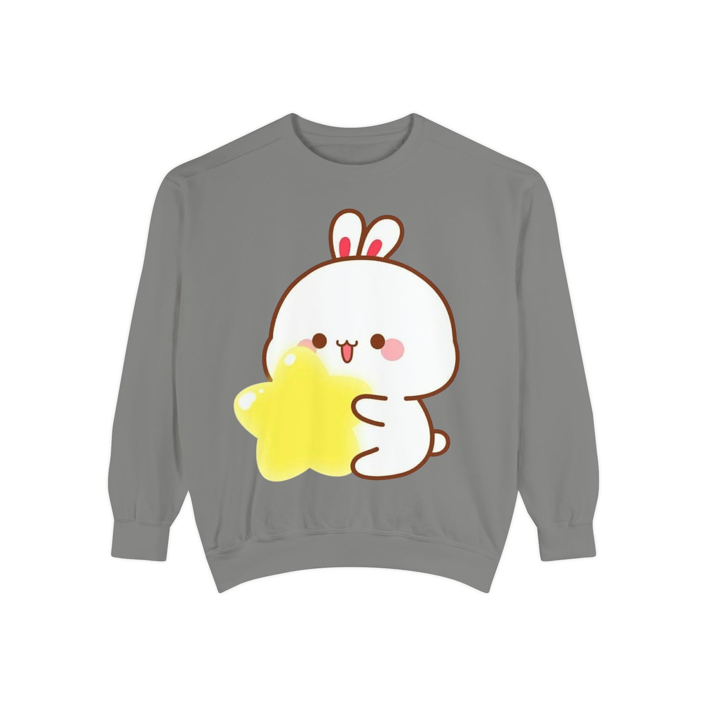 Kawaii Bunny and Star Sweatshirt – Cozy Cute Cartoon Crewneck for Dreamy Days