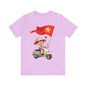 intage Vespa Rider Tee – Adorable Kid & Star Flag Illustration, Travel-Style Vietnam Graphic Shirt