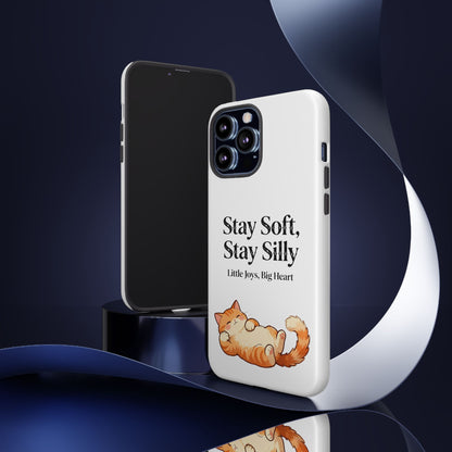 Orange Cat Aesthetic Phone Case – Stay Soft, Stay Silly | Custom Text Available | Little Joys, Big Heart