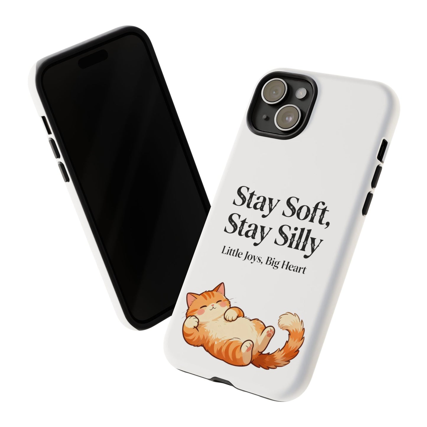 Orange Cat Aesthetic Phone Case – Stay Soft, Stay Silly | Custom Text Available | Little Joys, Big Heart