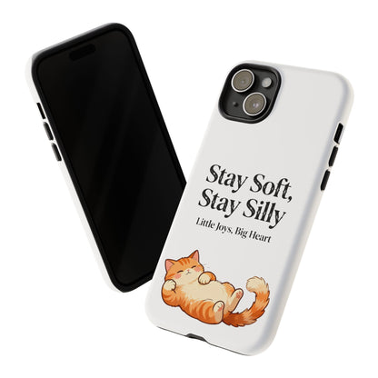 Orange Cat Aesthetic Phone Case – Stay Soft, Stay Silly | Custom Text Available | Little Joys, Big Heart