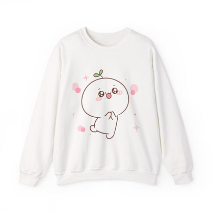 Blushing Peach Kawaii Sweatshirt – Soft Cute Cartoon Crewneck for Cozy Everyday Style