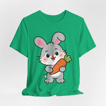 Sweet Bunny & Carrot Graphic Tee – Soft Pastel Rabbit Illustration Shirt