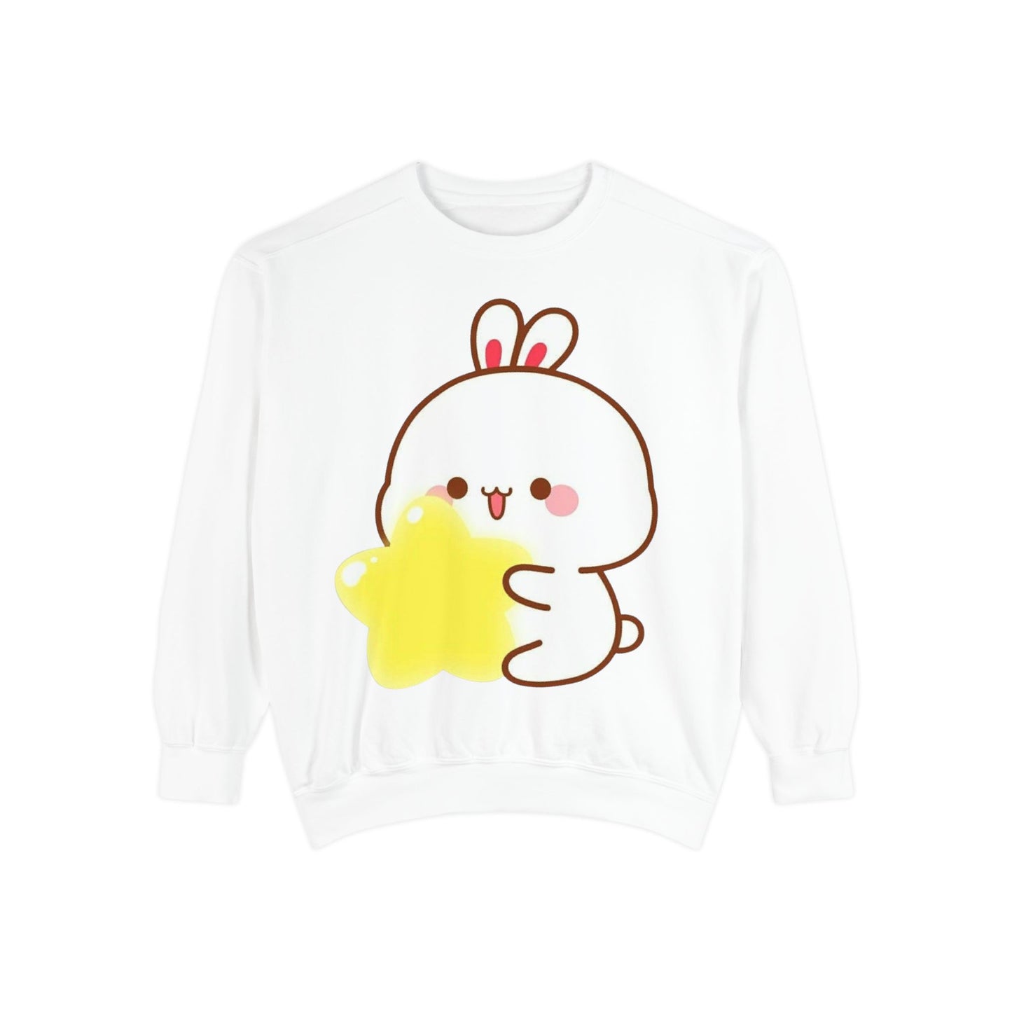 Kawaii Bunny and Star Sweatshirt – Cozy Cute Cartoon Crewneck for Dreamy Days