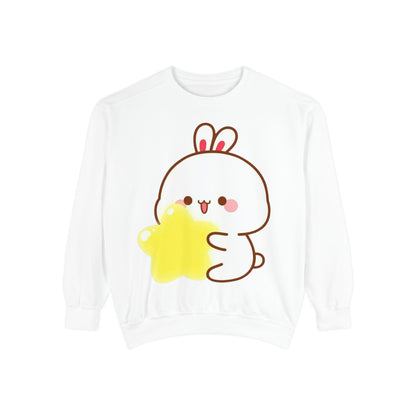 Kawaii Bunny and Star Sweatshirt – Cozy Cute Cartoon Crewneck for Dreamy Days