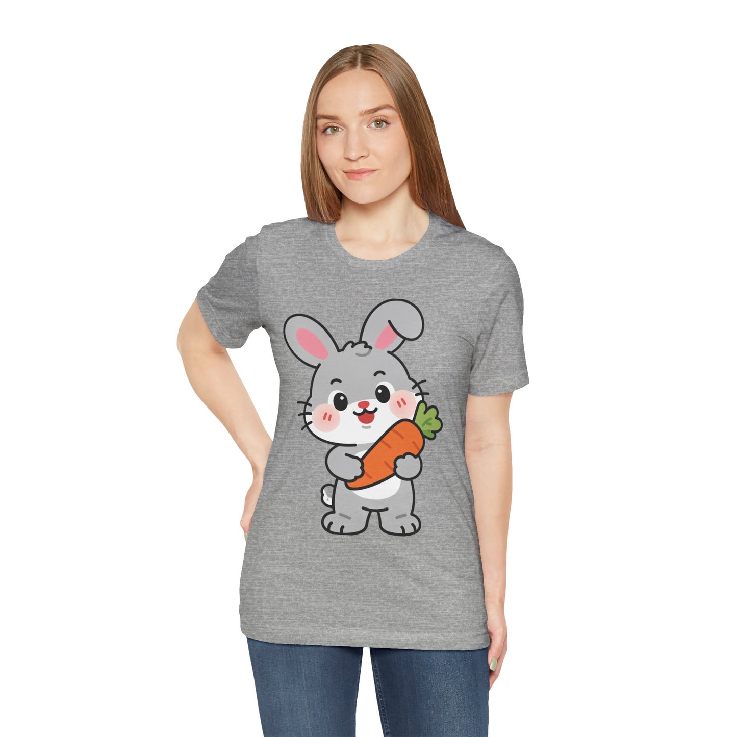 Sweet Bunny & Carrot Graphic Tee – Soft Pastel Rabbit Illustration Shirt