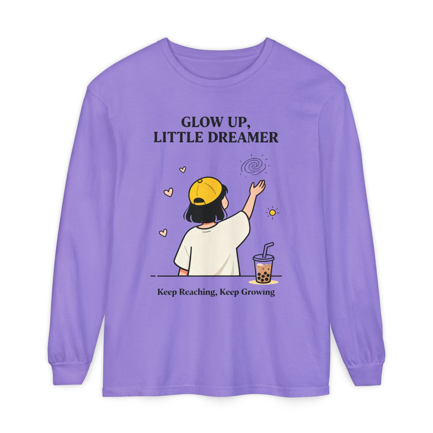 Glow Up Dreamer Long Sleeve Tee – Uplifting Inspirational Graphic Shirt