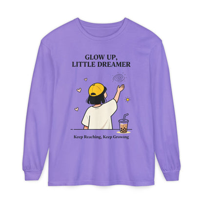 Glow Up Dreamer Long Sleeve Tee – Uplifting Inspirational Graphic Shirt