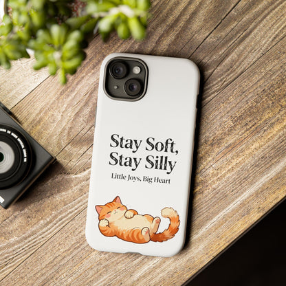 Orange Cat Aesthetic Phone Case – Stay Soft, Stay Silly | Custom Text Available | Little Joys, Big Heart