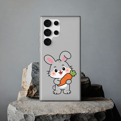 Playful Bunny Holding Carrot Phone Case – Soft, Charming Protective Cover