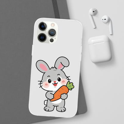 Playful Bunny Holding Carrot Phone Case – Soft, Charming Protective Cover