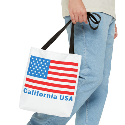 California Bear Pride Tote – Bold USA Flag Canvas Bag for Everyday Carry