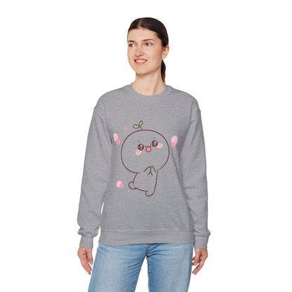 Blushing Peach Kawaii Sweatshirt – Soft Cute Cartoon Crewneck for Cozy Everyday Style