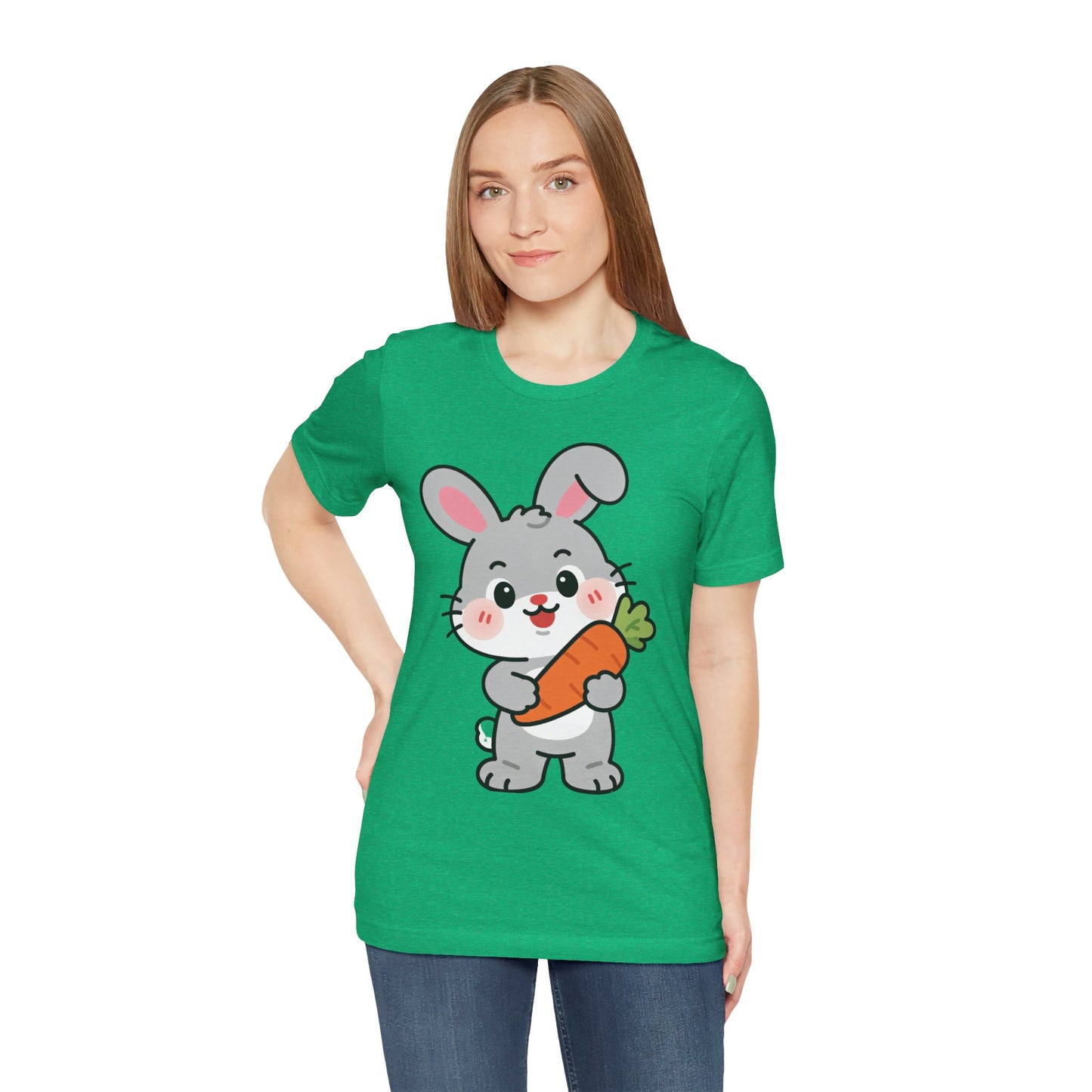 Sweet Bunny & Carrot Graphic Tee – Soft Pastel Rabbit Illustration Shirt
