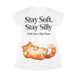 Cute Cat T-Shirt Dress – Playful “Stay Soft” Graphic for Kindness & Big-Hearted Kids