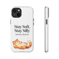 Orange Cat Aesthetic Phone Case – Stay Soft, Stay Silly | Custom Text Available | Little Joys, Big Heart