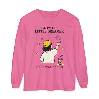 Glow Up Dreamer Long Sleeve Tee – Uplifting Inspirational Graphic Shirt