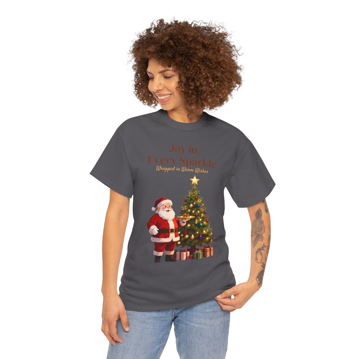 Cozy Santa & Tree Christmas T-Shirt – Festive Holiday Tee for Joyful Winter Days