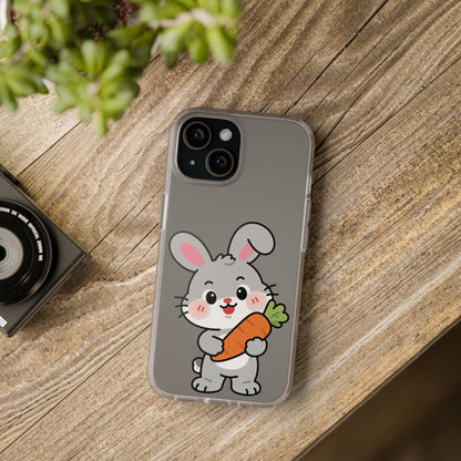 Playful Bunny Holding Carrot Phone Case – Soft, Charming Protective Cover