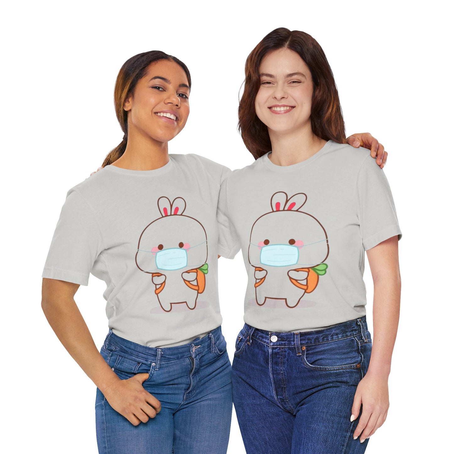Playful Bunny in Mask T-Shirt – Adorable Carrot-Loving Rabbit Cartoon Design