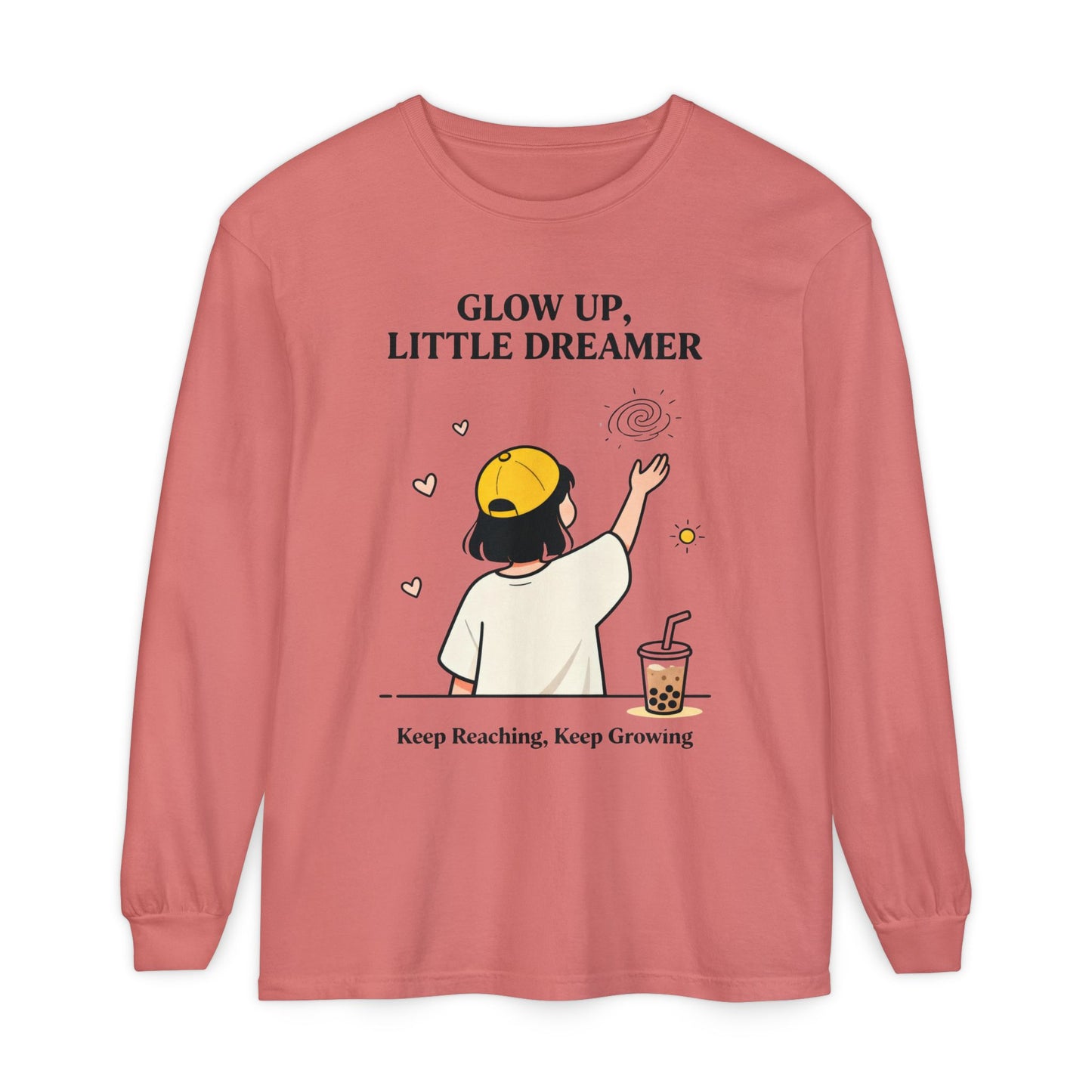 Glow Up Dreamer Long Sleeve Tee – Uplifting Inspirational Graphic Shirt