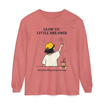 Glow Up Dreamer Long Sleeve Tee – Uplifting Inspirational Graphic Shirt