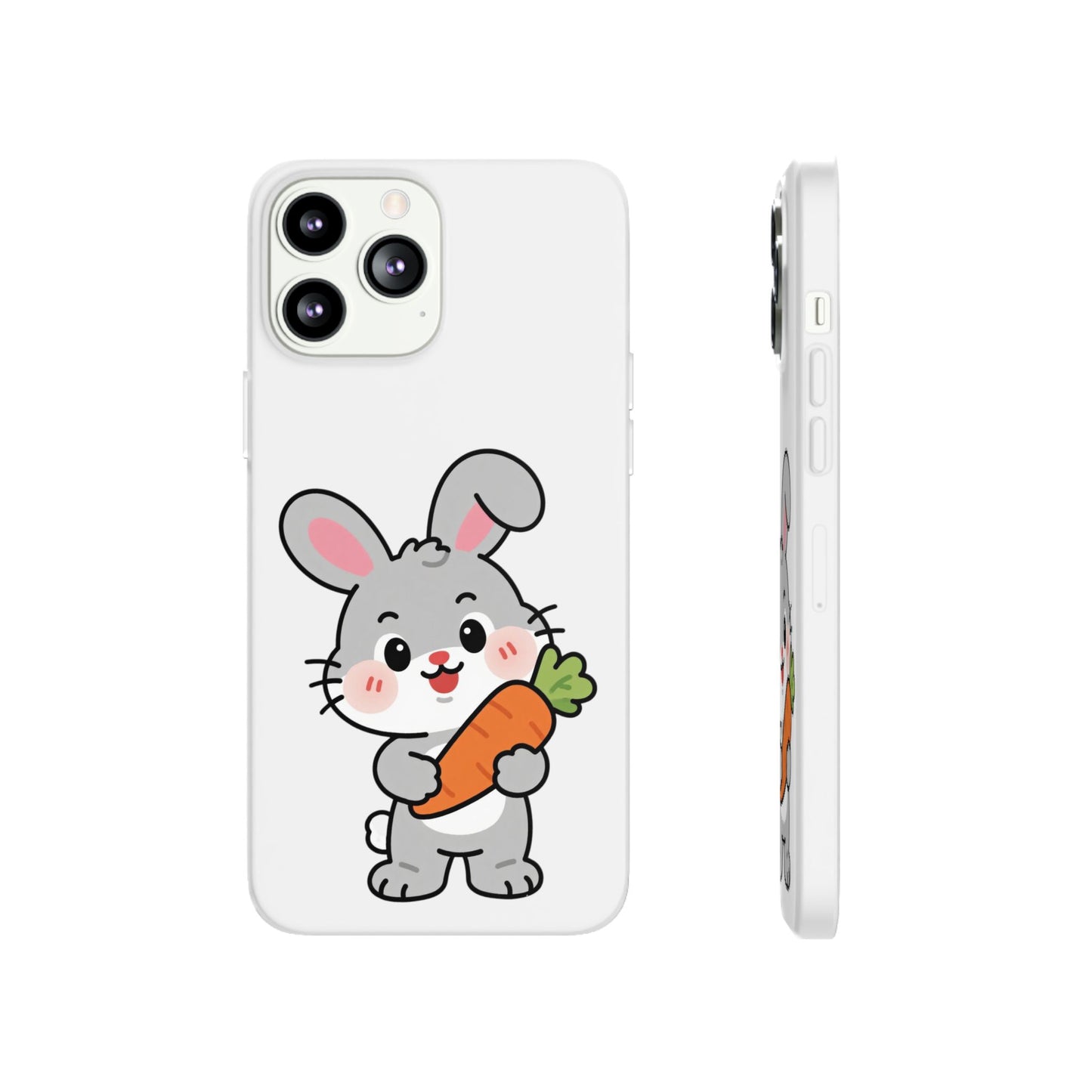 Playful Bunny Holding Carrot Phone Case – Soft, Charming Protective Cover