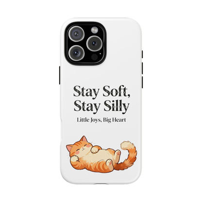 Orange Cat Aesthetic Phone Case – Stay Soft, Stay Silly | Custom Text Available | Little Joys, Big Heart