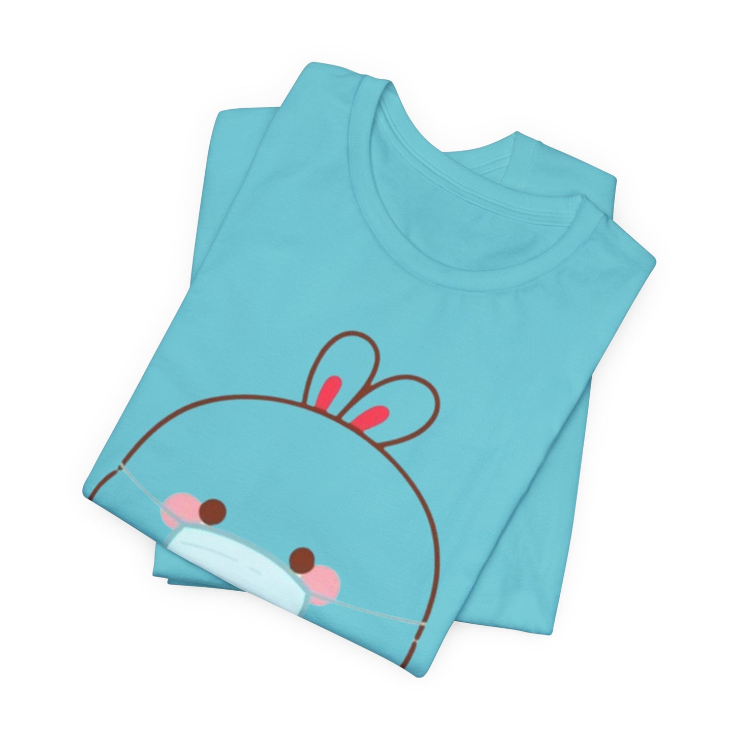 Playful Bunny in Mask T-Shirt – Adorable Carrot-Loving Rabbit Cartoon Design