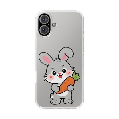 Playful Bunny Holding Carrot Phone Case – Soft, Charming Protective Cover