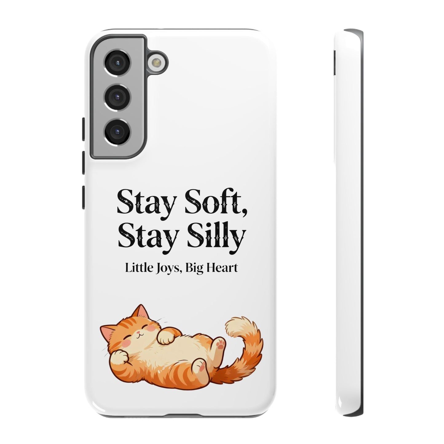 Orange Cat Aesthetic Phone Case – Stay Soft, Stay Silly | Custom Text Available | Little Joys, Big Heart
