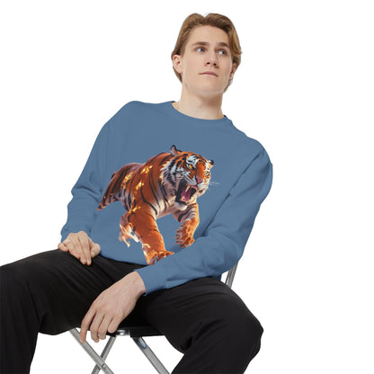 Custom Fierce Tiger Graphic Unisex Garment-Dyed Sweatshirt