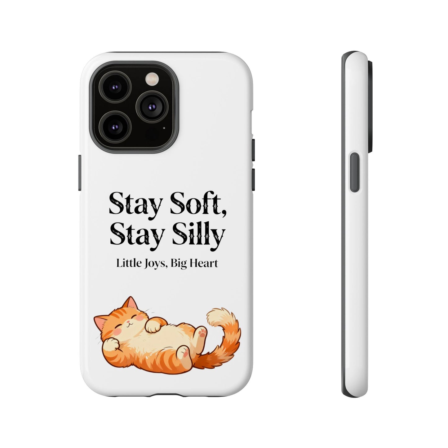 Orange Cat Aesthetic Phone Case – Stay Soft, Stay Silly | Custom Text Available | Little Joys, Big Heart