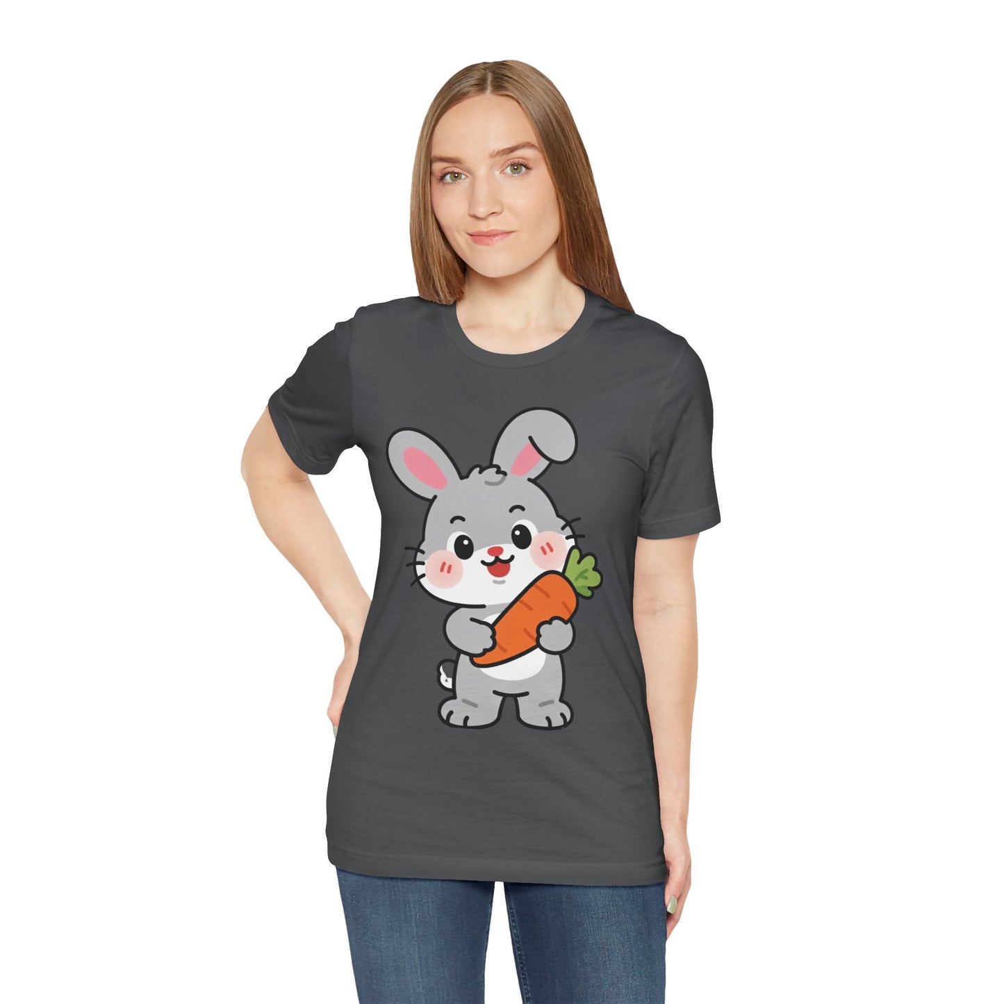 Sweet Bunny & Carrot Graphic Tee – Soft Pastel Rabbit Illustration Shirt
