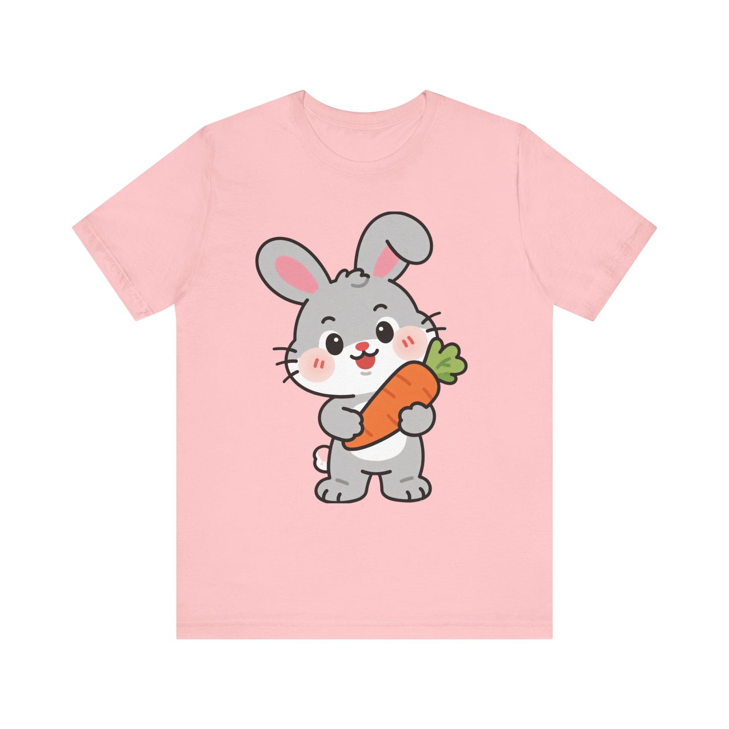 Sweet Bunny & Carrot Graphic Tee – Soft Pastel Rabbit Illustration Shirt
