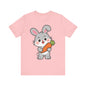 Sweet Bunny & Carrot Graphic Tee – Soft Pastel Rabbit Illustration Shirt