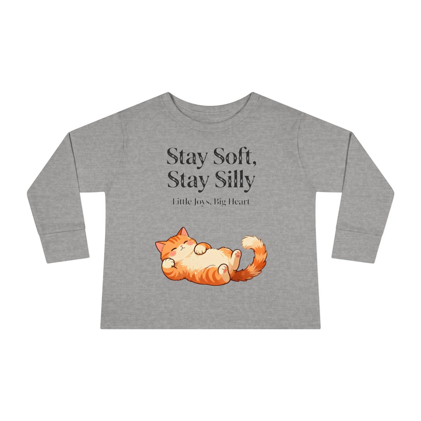 Adorable Sleeping Cat Toddler Long Sleeve – Soft & Playful “Stay Silly” Kids Top