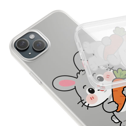 Playful Bunny Holding Carrot Phone Case – Soft, Charming Protective Cover
