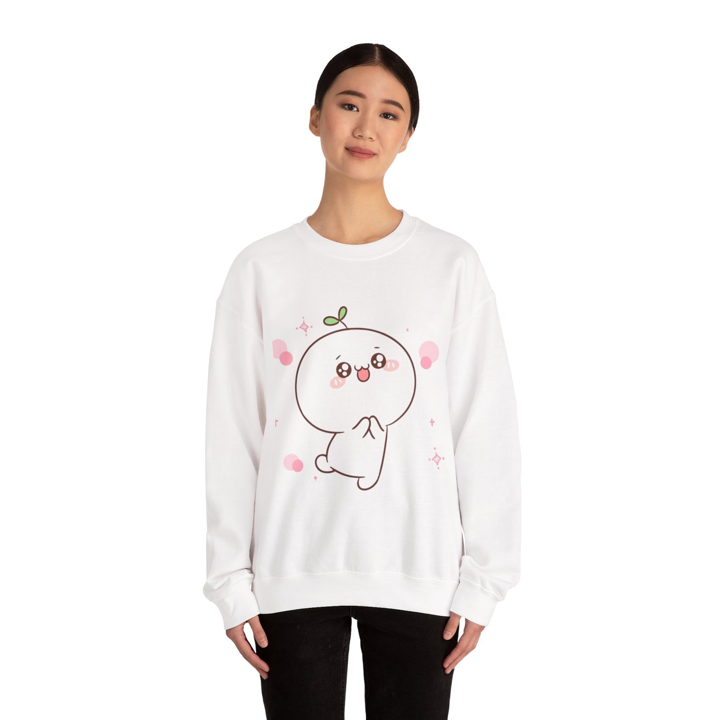 Blushing Peach Kawaii Sweatshirt – Soft Cute Cartoon Crewneck for Cozy Everyday Style