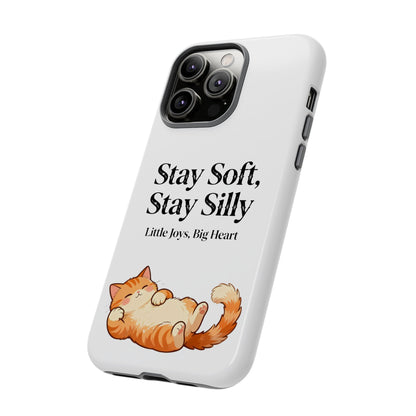 Orange Cat Aesthetic Phone Case – Stay Soft, Stay Silly | Custom Text Available | Little Joys, Big Heart